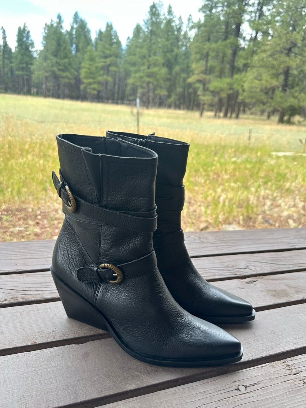 Seychelles Speak Up Black Leather Buckled Boots New! - Picture 11 of 13